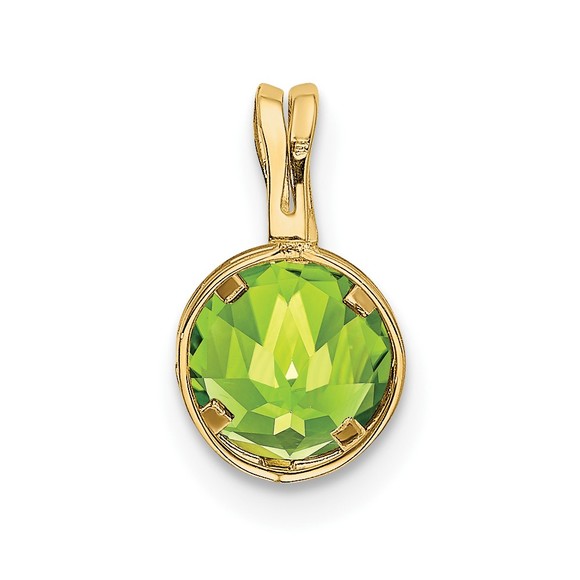 14k Yellow Gold 6mm Peridot August Birthstone Mini Rd Bezel Ladies  Mini Charm - Picture 3 of 4